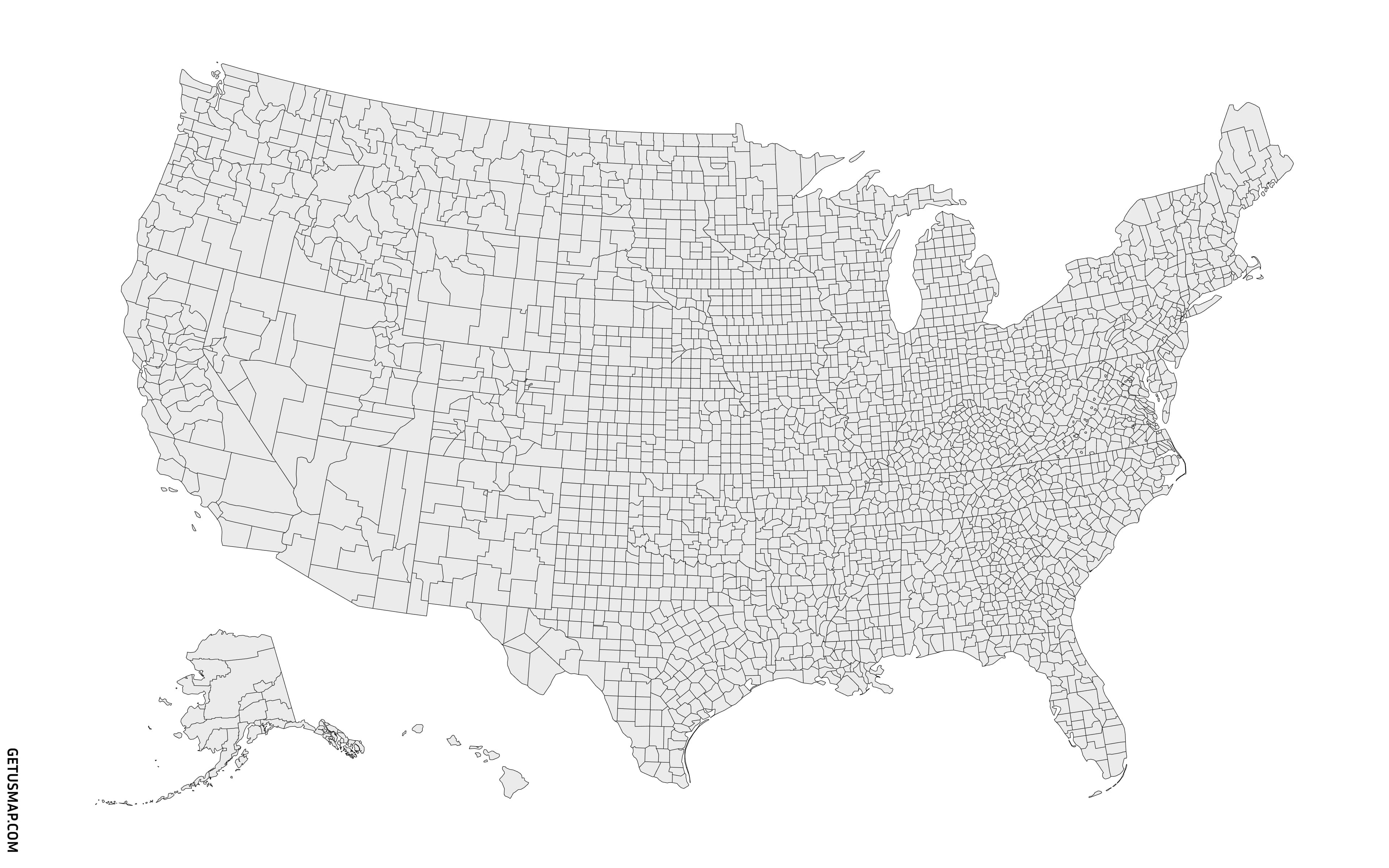 US map with county lines - downloadable file preview